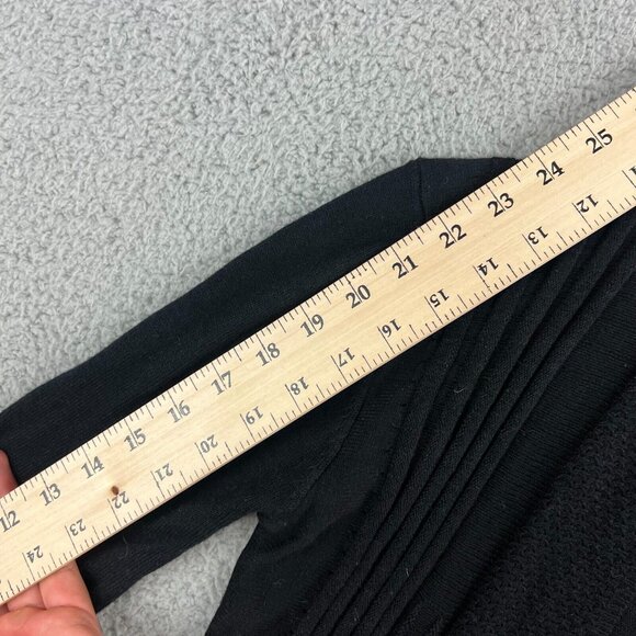 Mystree Women Black Long Sleeve Cardigan Open Front Sweater Womens Size Medium - Picture 7 of 10